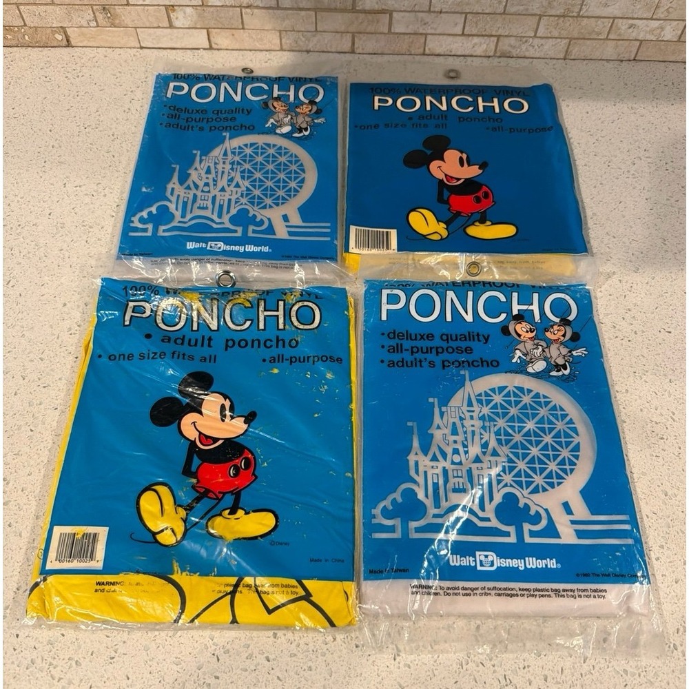 Vintage Disney World‎ Mickey Mouse Rain Poncho Adult One Size Waterproof